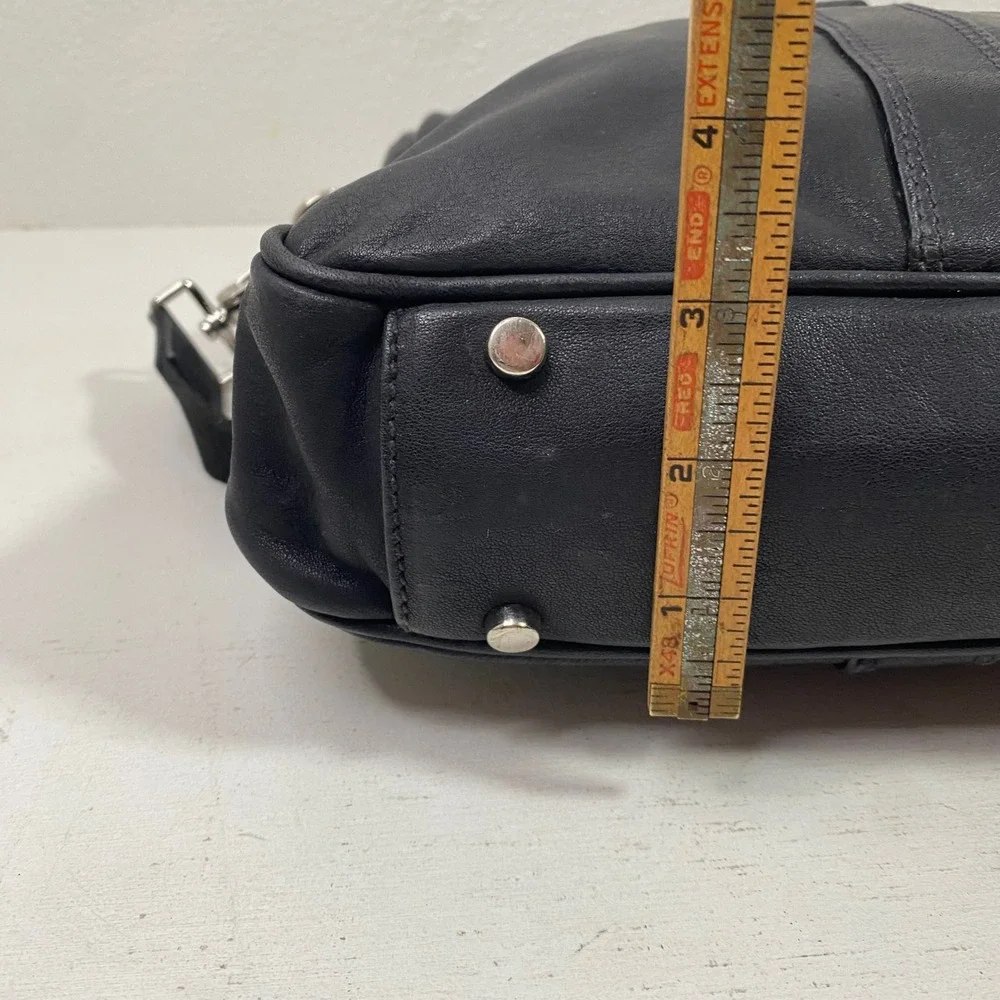 Cole Haan Black Leather Briefcase Laptop Bag Made in Italy Business Casual
